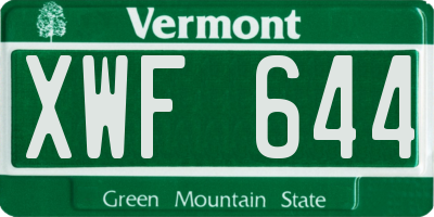 VT license plate XWF644