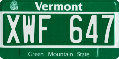 VT license plate XWF647