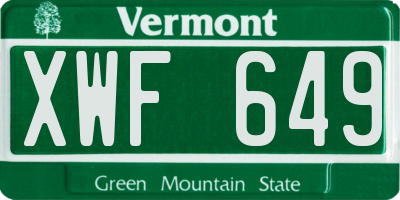 VT license plate XWF649