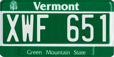 VT license plate XWF651