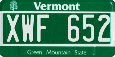 VT license plate XWF652