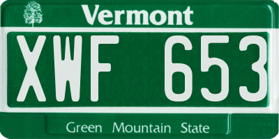 VT license plate XWF653