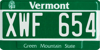 VT license plate XWF654