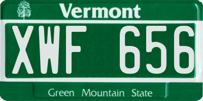 VT license plate XWF656