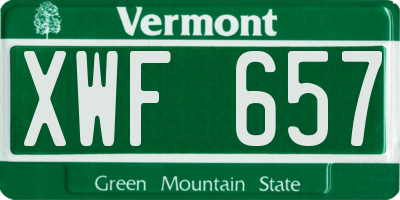 VT license plate XWF657