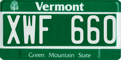 VT license plate XWF660