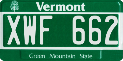 VT license plate XWF662