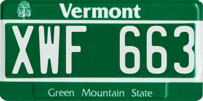 VT license plate XWF663