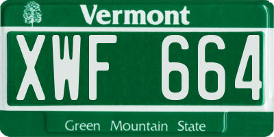 VT license plate XWF664