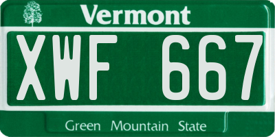 VT license plate XWF667