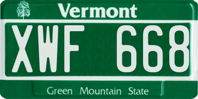 VT license plate XWF668