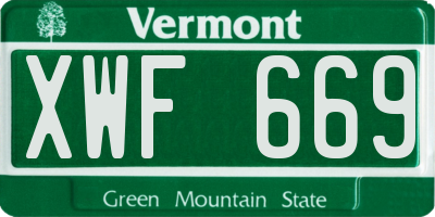 VT license plate XWF669