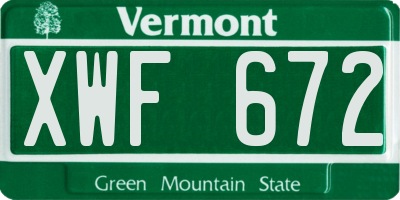 VT license plate XWF672