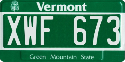 VT license plate XWF673