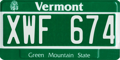 VT license plate XWF674