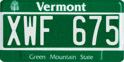 VT license plate XWF675