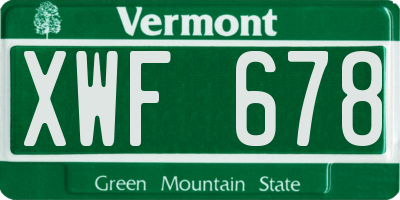 VT license plate XWF678