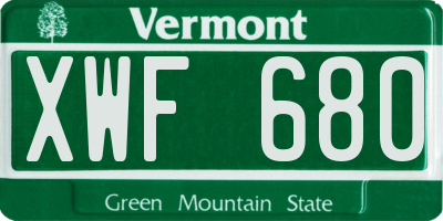 VT license plate XWF680