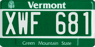 VT license plate XWF681