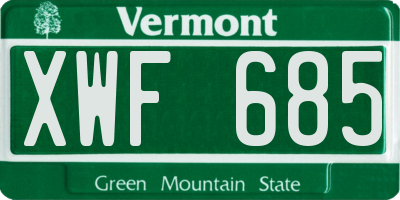 VT license plate XWF685