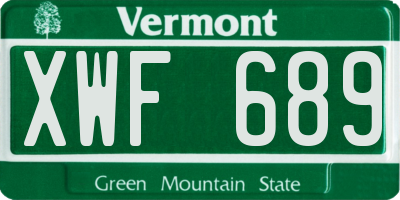 VT license plate XWF689