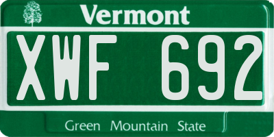 VT license plate XWF692