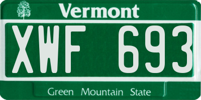 VT license plate XWF693