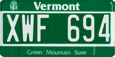 VT license plate XWF694