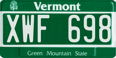 VT license plate XWF698