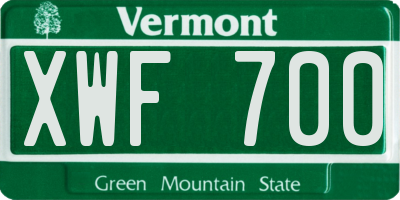 VT license plate XWF700