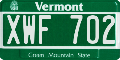 VT license plate XWF702