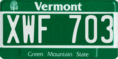 VT license plate XWF703