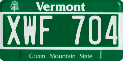 VT license plate XWF704