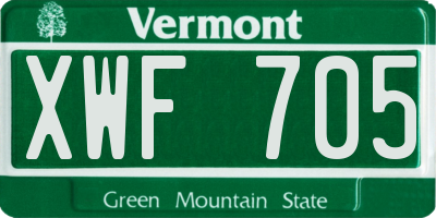 VT license plate XWF705