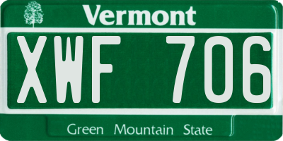 VT license plate XWF706