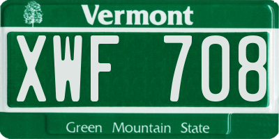 VT license plate XWF708