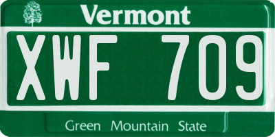 VT license plate XWF709