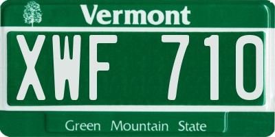 VT license plate XWF710