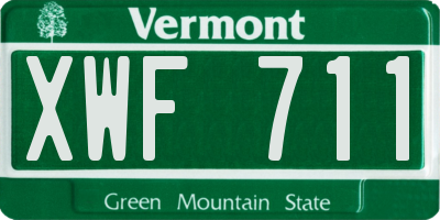 VT license plate XWF711