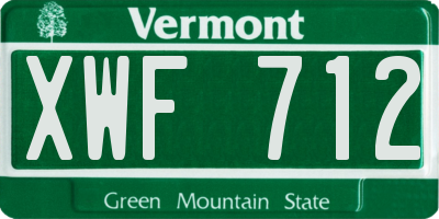 VT license plate XWF712