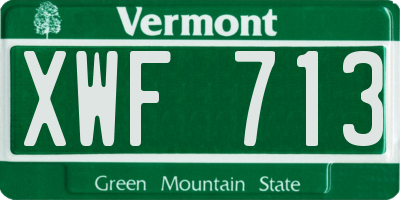 VT license plate XWF713