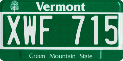 VT license plate XWF715
