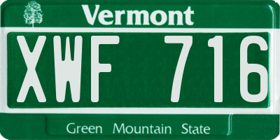 VT license plate XWF716
