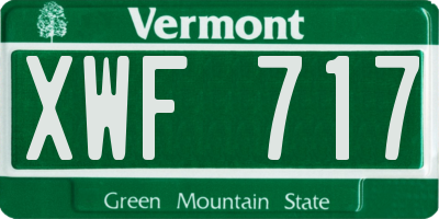 VT license plate XWF717