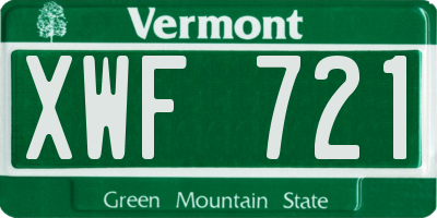 VT license plate XWF721