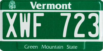 VT license plate XWF723