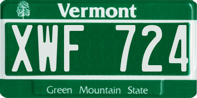 VT license plate XWF724