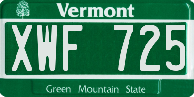 VT license plate XWF725