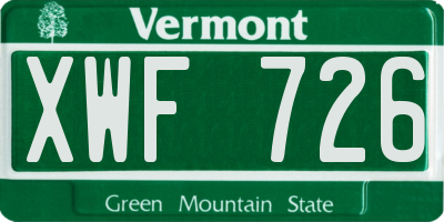 VT license plate XWF726
