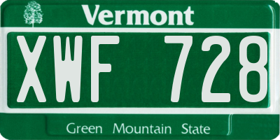 VT license plate XWF728